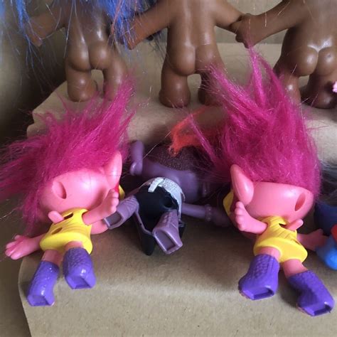 Trolls Dolls Figure Toy Lor Of 8 Gemstone Blue Orange Hair