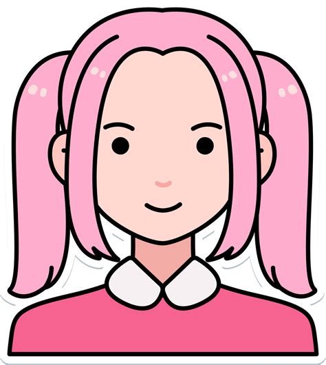 Avatar User Woman Girl Person People Pink Double Ponytail Outline