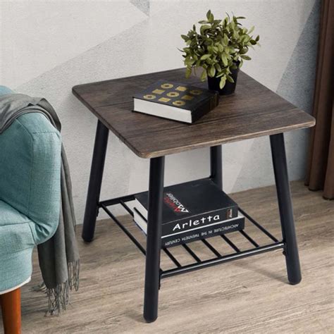 Build on the look of modern decor with contemporary end tables. Lowestbest Modern End Table, 2-Tier Side Table Accent Table with Storage Shelf, Rustic Night ...