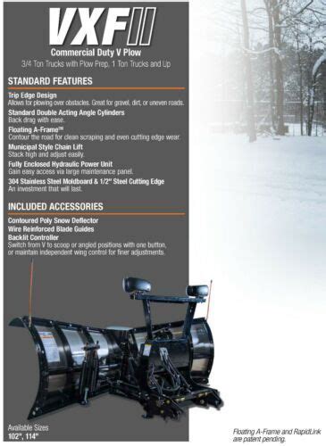 Snowdoggbuyers Products Vxf85ii Snow V Plow 102 Blade Width For Sale