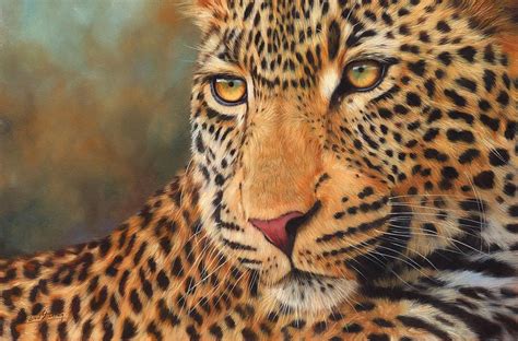 Leopard Portrait Painting By David Stribbling Fine Art America