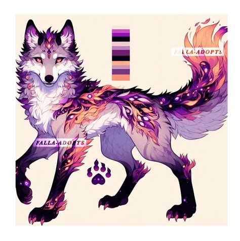 Purple Fire Wolf Open By Falla Adopts On Deviantart