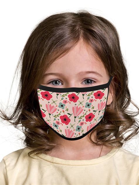 Floral Face Mask Kids Reusable Face Masks Washable 3 Layered Children