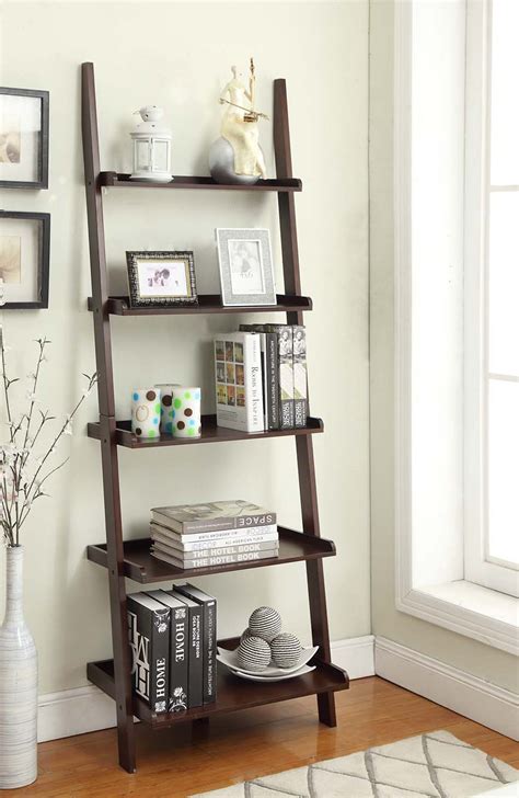 Leaning Bookshelf Ladder Bookshelf Wood Bookcase Bookcase Storage