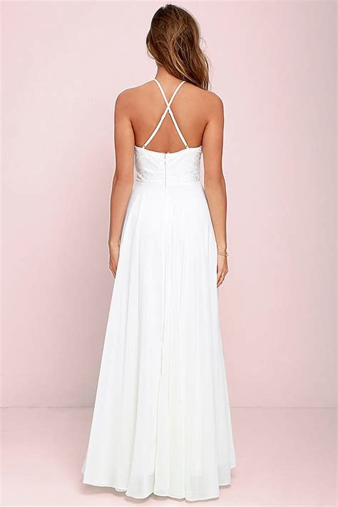 Stunning Ivory Dress Maxi Dress Halter Dress Lace Dress 8400