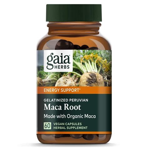 Gaia Herbs Maca Root Capsules Vegan Gelatinized 60 Count Supports