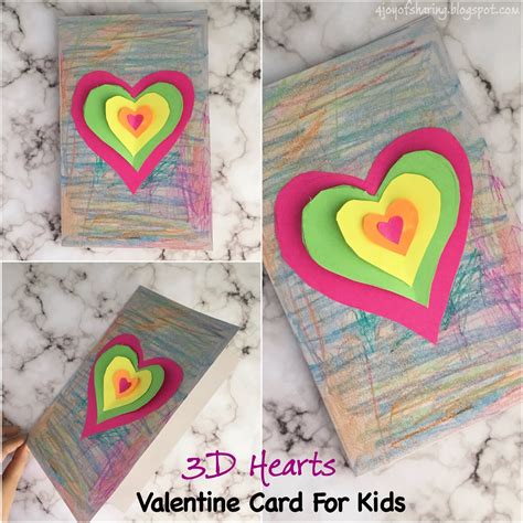 3d Hearts Valentine Card For Kids The Joy Of Sharing