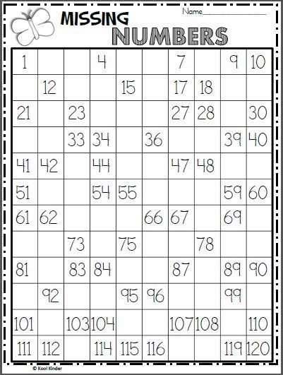 Free Numbers Chart Worksheet Write The Missing Numbers