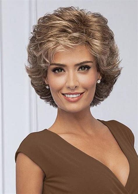 women s short layered hairstyles side part synthetic hair with bangs capless wigs 10inch shop