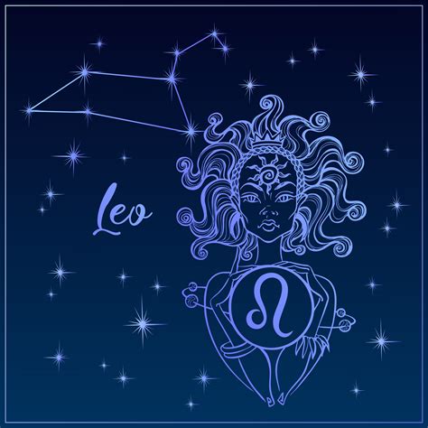 Zodiac sign Leo a beautiful girl. The Constellation of Leo. Night sky