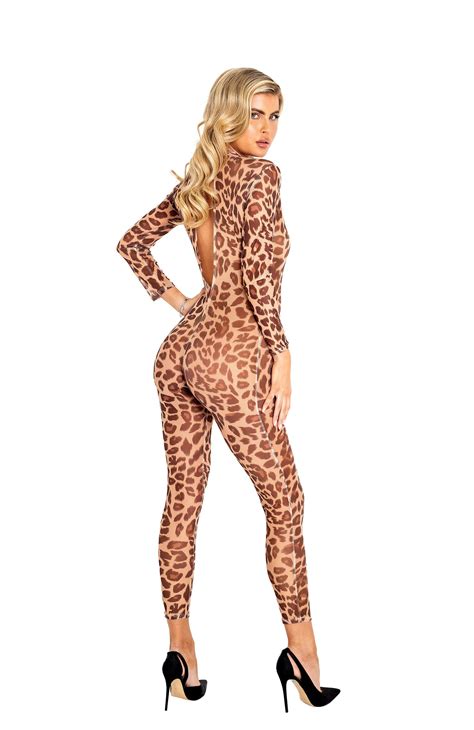 Sheer Leopard Bodysuit Leopard Print Bodystocking Leopard Etsy