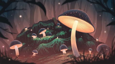 Glowing Mushroom 1920x1080 Wallpaper