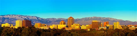 Panoramic View Of The Skyline Of Downtown Albuquerque New Mexico Usa