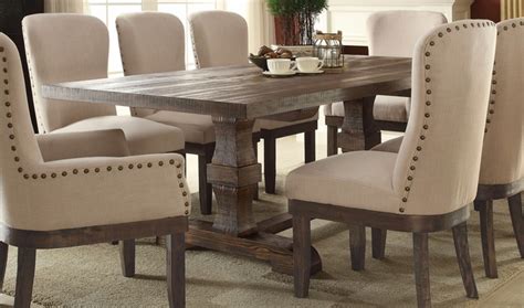 Suitable for kitchen and dining room. Leonel 72"-90" Trestle Dining Table in Brown Distressed ...