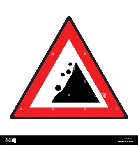 Red Sign Warning Falling Rocks Stock Vector Images Alamy