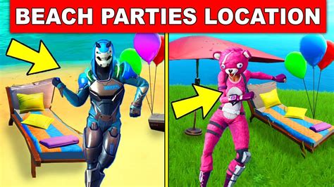 Dance At Different Beach Parties All 6 Locations 14 Days Of Summer Challenges Fortnite Youtube