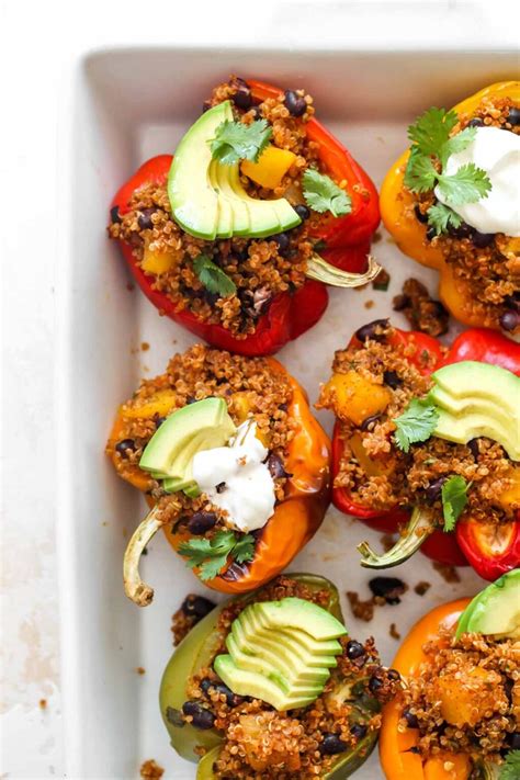 Easy Quinoa Stuffed Peppers Vegan Dishing Out Health