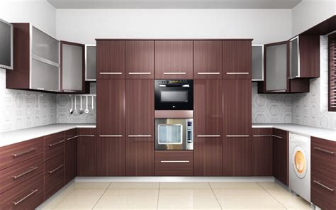 Wood, stainless steel, acrylic, and styles: NOVA INTERIORS: PVC Modular Kitchen Cabinets in Coimbatore
