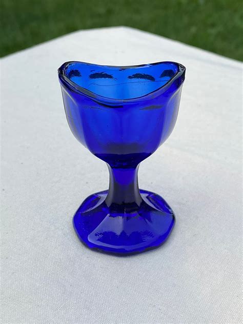 Vintage Cobalt Blue Glass Eye Rinse Cup Eye Wash Cup Eye Etsy Blue