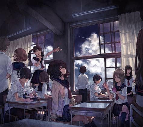 Online Crop Hd Wallpaper Anime Original Boy Classroom Cloud