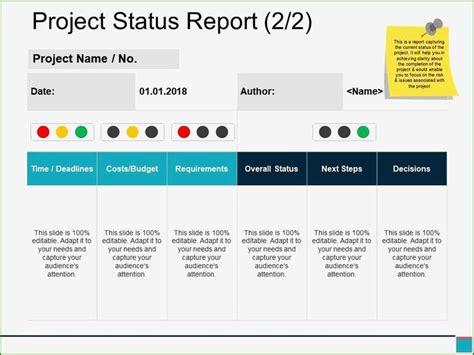 Exceptional Project Status Report Template Ppt With Photos‎ 2020