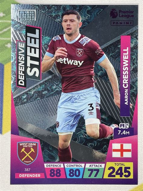 387 Aaron Cresswell West Ham Defensive Steel Panini Premier League Adrenalyn Xl 2023 Card