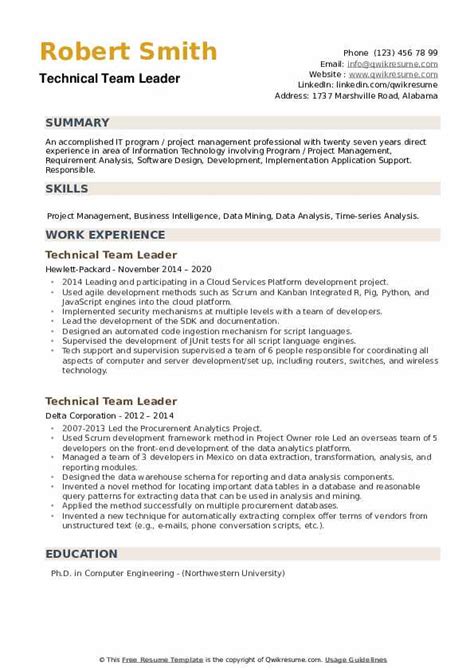 Warehouse team leader resume sample lead worker w penza poisk, warehouse team leader planning and systems cv example dhl, team leader cv example icover org uk, 12 amazing education resume examples livecareer templates word team, security supervisor resume template cv example pdf doc. Technical Team Leader Resume Samples | QwikResume