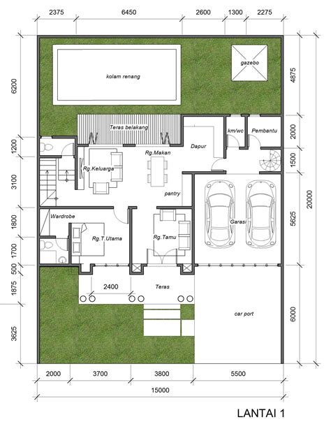 Ciri khas rumah minimalis dua lantai adalah menggunakan dak beton, mengikuti bentuk dasar. Desain Rumah Klasik 15 x 20 M2 Dua Lantai Ada Kolam Renang ...