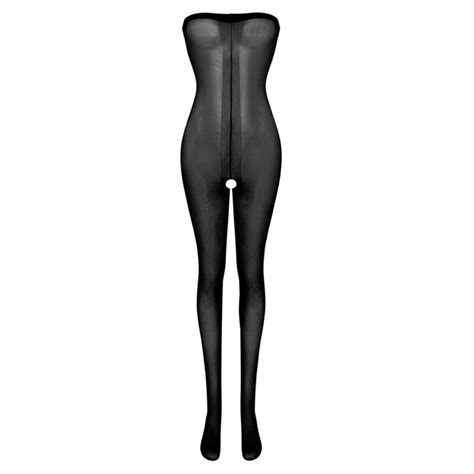 Sexy Damen Nylon Body Stocking Ganzkörper Strumpfhose Offener Schritt
