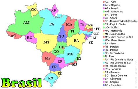 Mapa Do Brasil Com As Siglascapitais E Estados Br