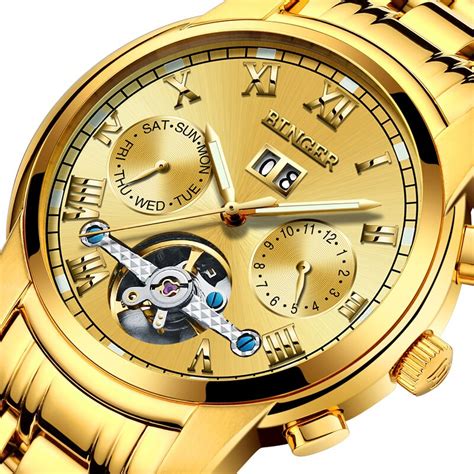 Switzerland Mechanical Watch Men Sapphire Binger Luxury Brand