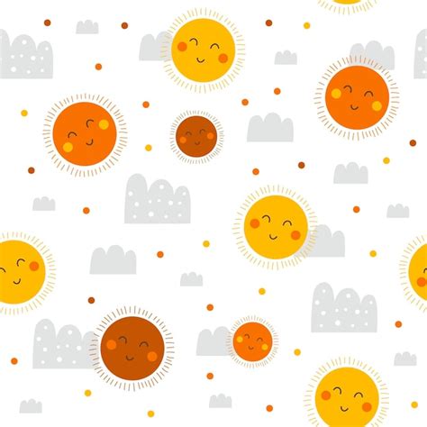 Premium Vector Seamless Pattern With Sun Vector Illustrations