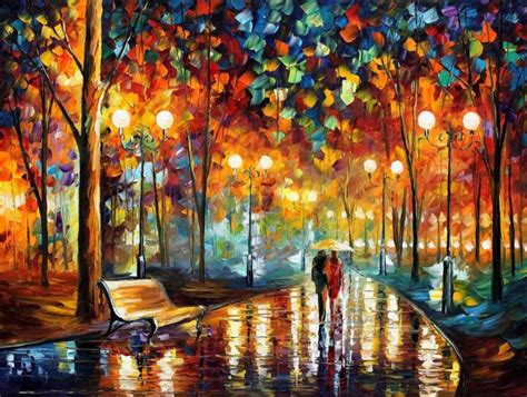 Rains Rustle Painting By Leonid Afremov Studio Artmajeur