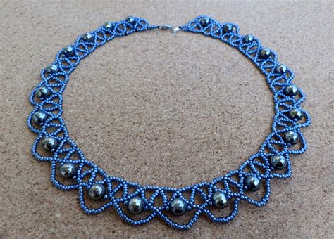 Free Pattern For Beaded Necklace Blue Night Beads Magic