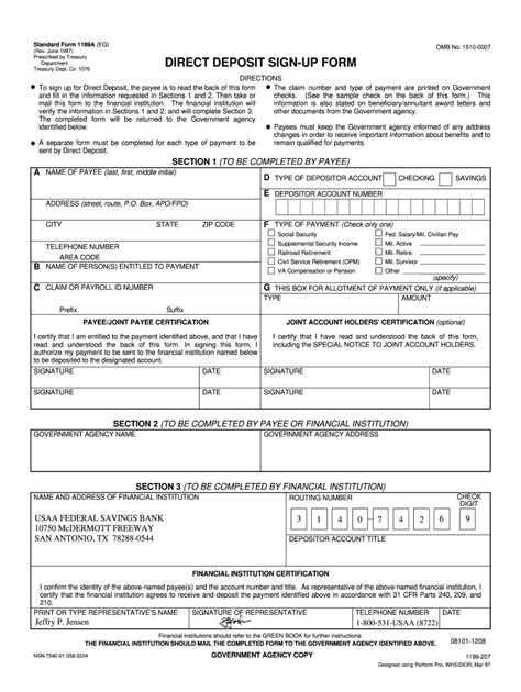 Usaa Direct Deposit Form Complete With Ease Airslate Signnow