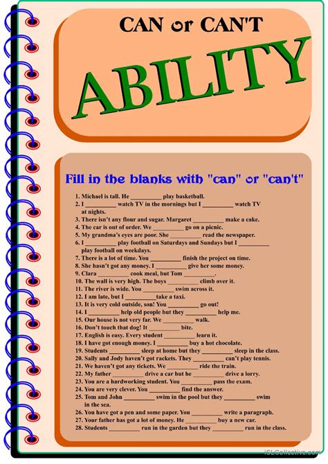 Can Or Cant Ability English Esl Worksheets Pdf And Doc