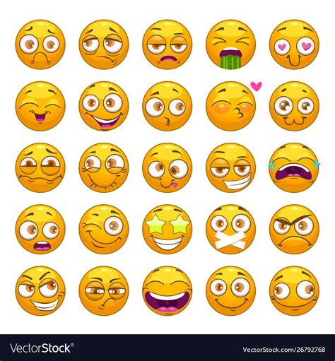 Funny Cartoon Yellow Faces Set Emoji Face Vector Image My XXX Hot Girl