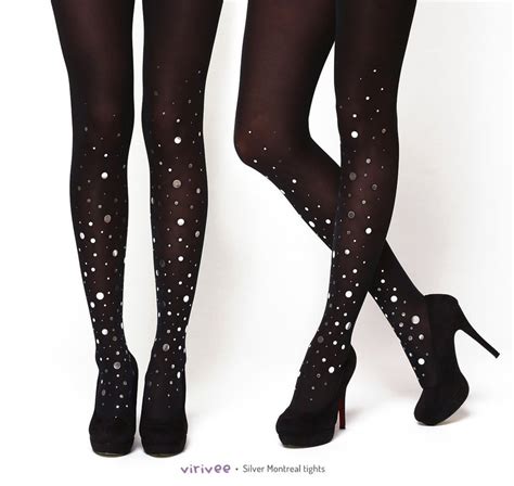 Party Tights Silver Montreal Metallic Tights With Glossy Etsy