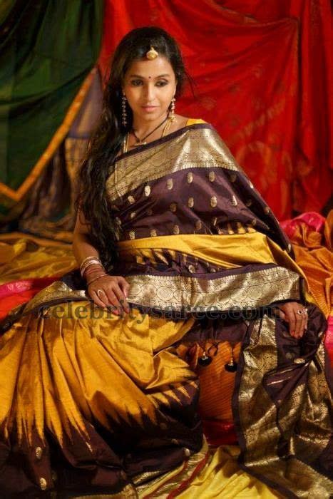 Singer Smitha Mustard Silk Saree Most Beautiful Dresses Beautiful