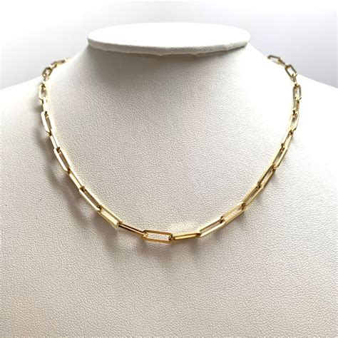 14k Solid Gold Big Chunky Paperclip Chain Necklace Custom Etsy