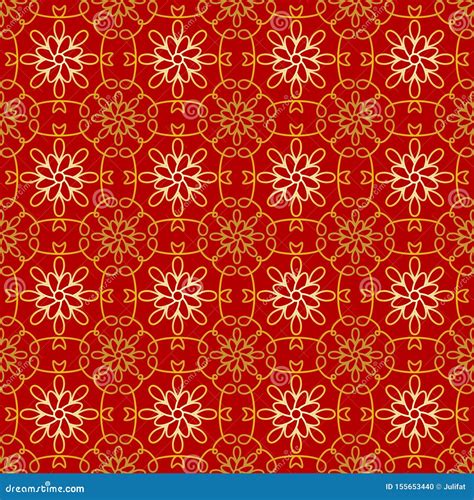 Red And Golden Chinese Traditional Pattern Collection Abstract Asian