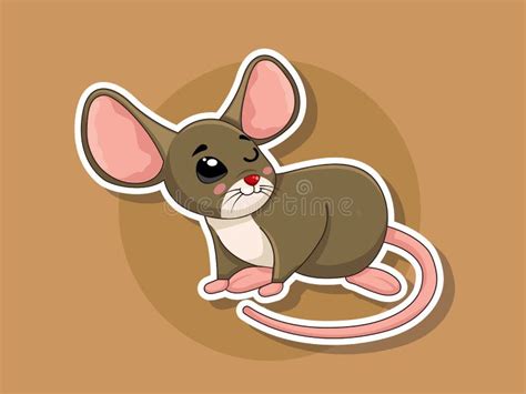 Cute Cartoon Rat Sticker Vector Art Illustration With Happy Animal