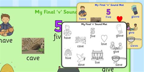 Final V Sound Word Mat