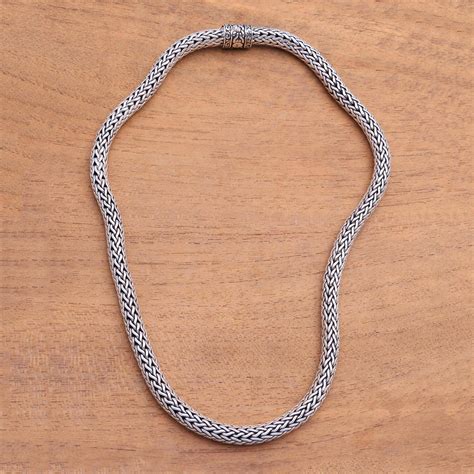 18 Inch Sterling Silver Foxtail Chain Necklace From Bali Kings Order