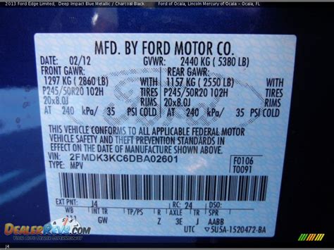 Ford Color Code J4 Deep Impact Blue Metallic