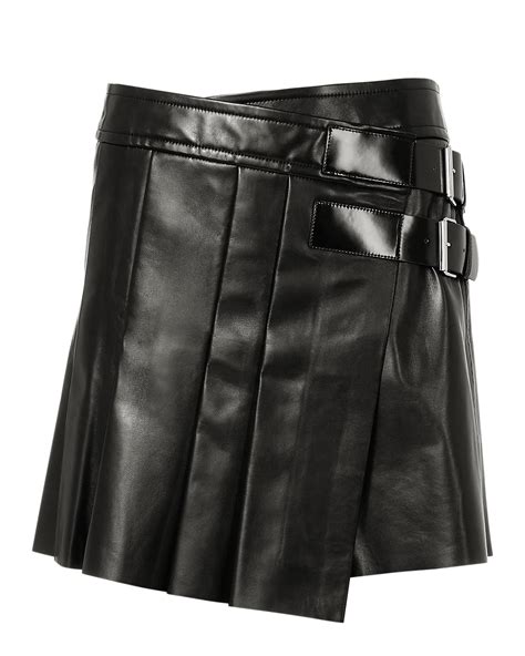 Lyst Helmut Lang Leather Buckle Pleated Skirt In Black