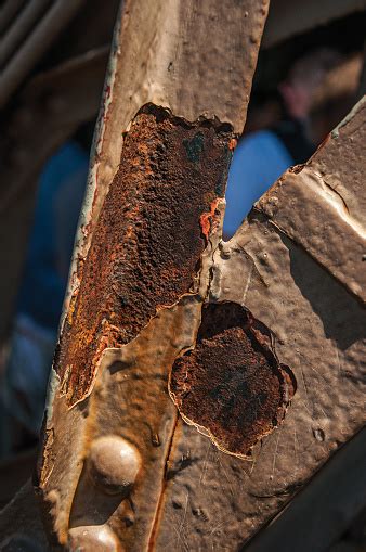 Closeup Of Rust On Bars Of The Iron Structure Of The Eiffel Tower In