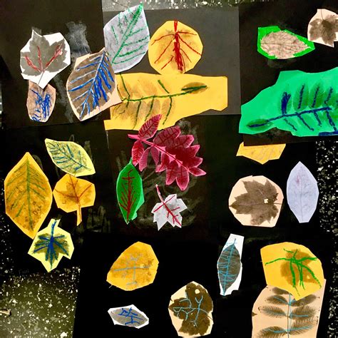 Fayston Elementary Art Kindergarten Leaf And Nature Collages
