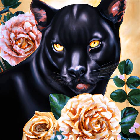 Realistic Painting Of A Black Panther Feline · Creative Fabrica