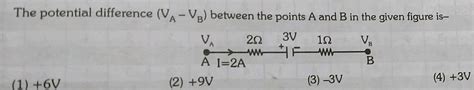 the potential difference va vb between the points a and b in the given figure is